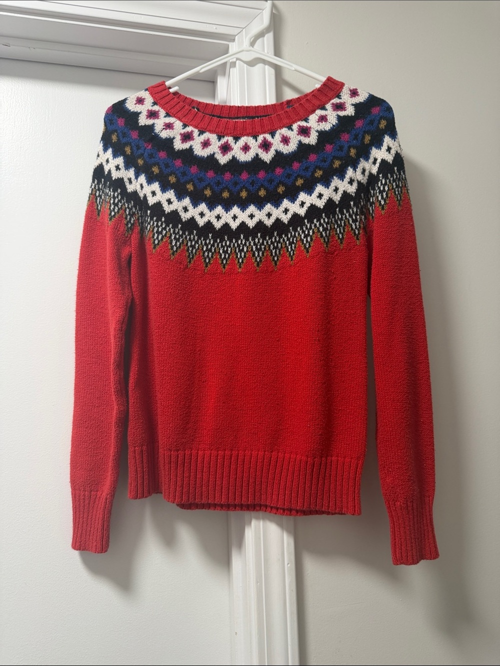 Red Fair Isle Crewneck Sweater - Women
